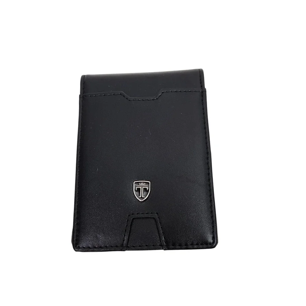 TRAVANDO Money Clip Wallet Mens Black Bifold Slim ID Window Travel Card Case